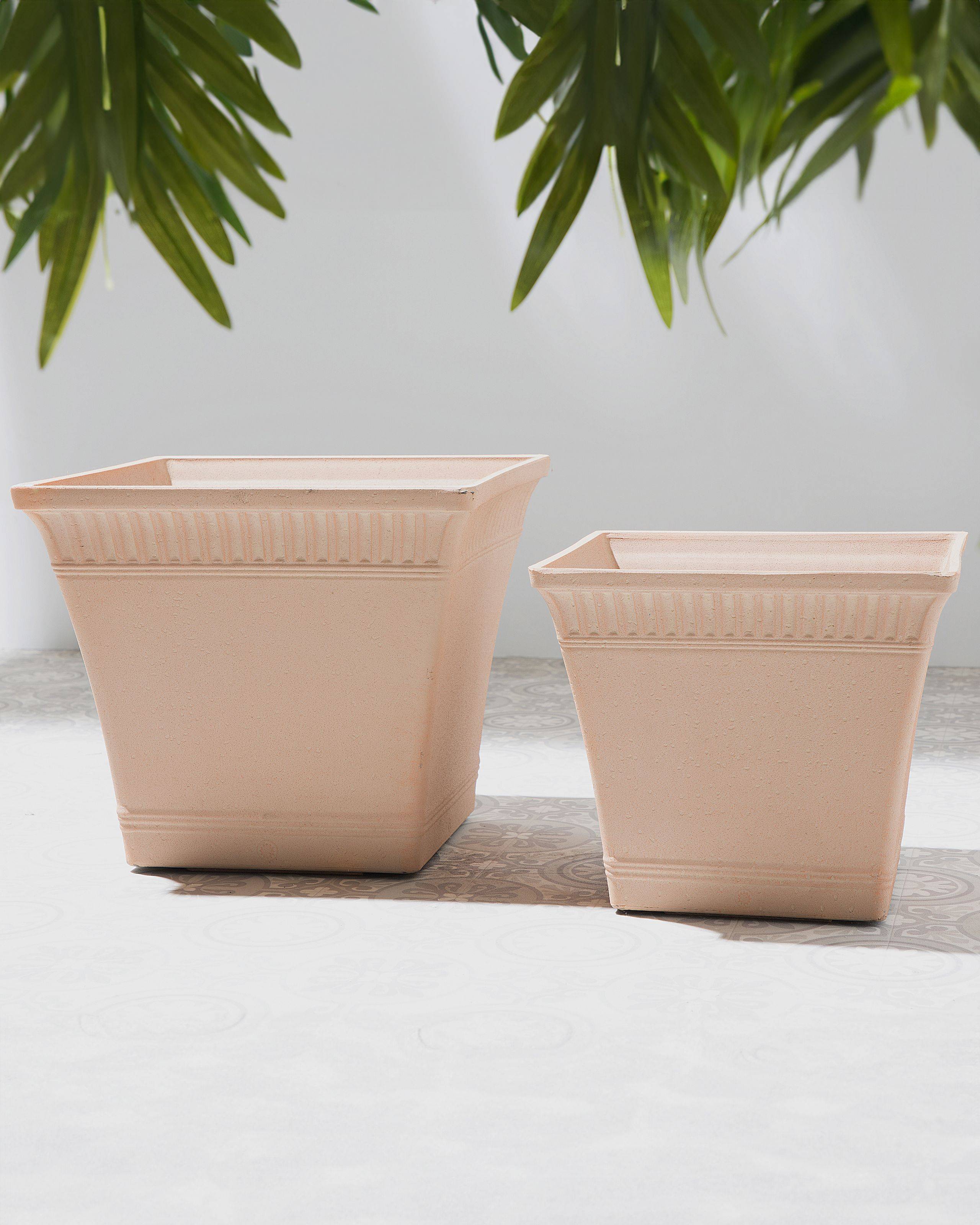 Beliani - Cache-Pots Roses en Pierre et Polyrésine 41 x 41 x 36 cm Pot de Fleurs de Style Ancien pour Extérieur et Intérieur - Image 2