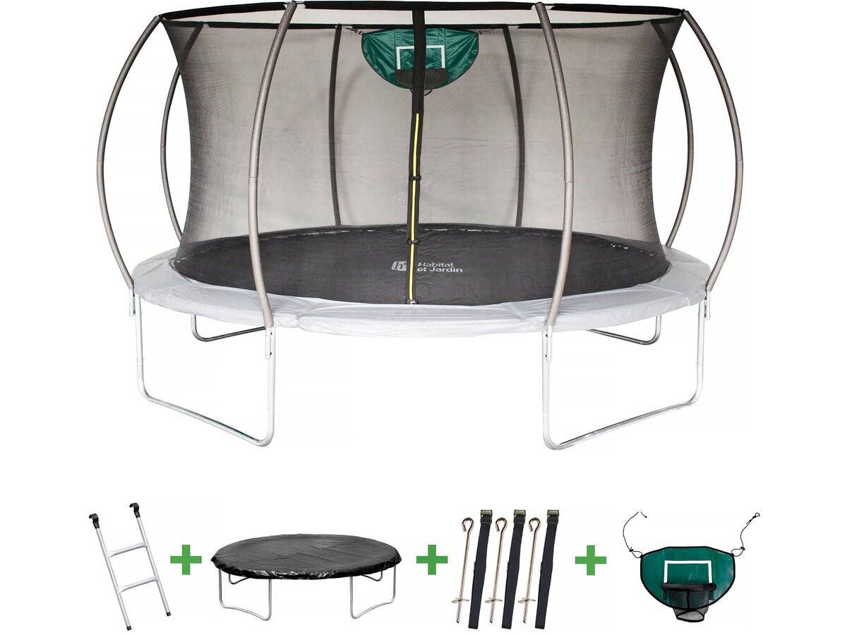 Trampoline Avec Filet Intérieur "jumper" - ø 4,25 M - Gris -habitat Et Jardin - Image 1