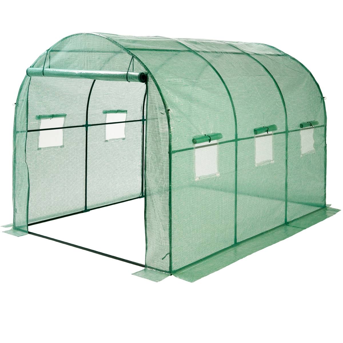 Ecd-Germany - Serre de jardin tunnel surface 6m² cadre en acier 6 fenêtres 1 porte 3Lx2lx2H m - Image 1