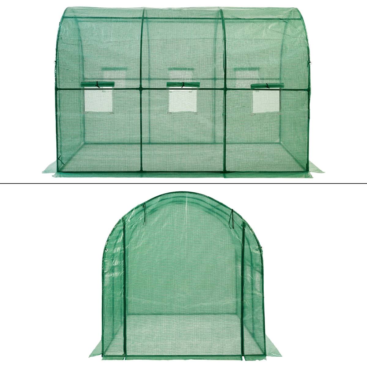 Ecd-Germany - Serre de jardin tunnel surface 6m² cadre en acier 6 fenêtres 1 porte 3Lx2lx2H m - Image 2