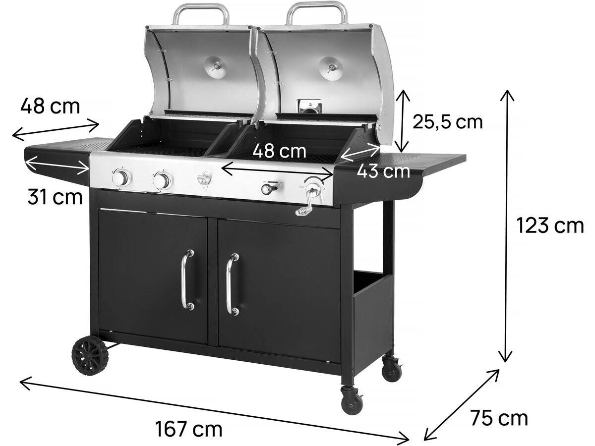 Barbecue Gaz Et Charbon 2 En 1 En Métal "western" - Noir -habitat Et Jardin - Image 3