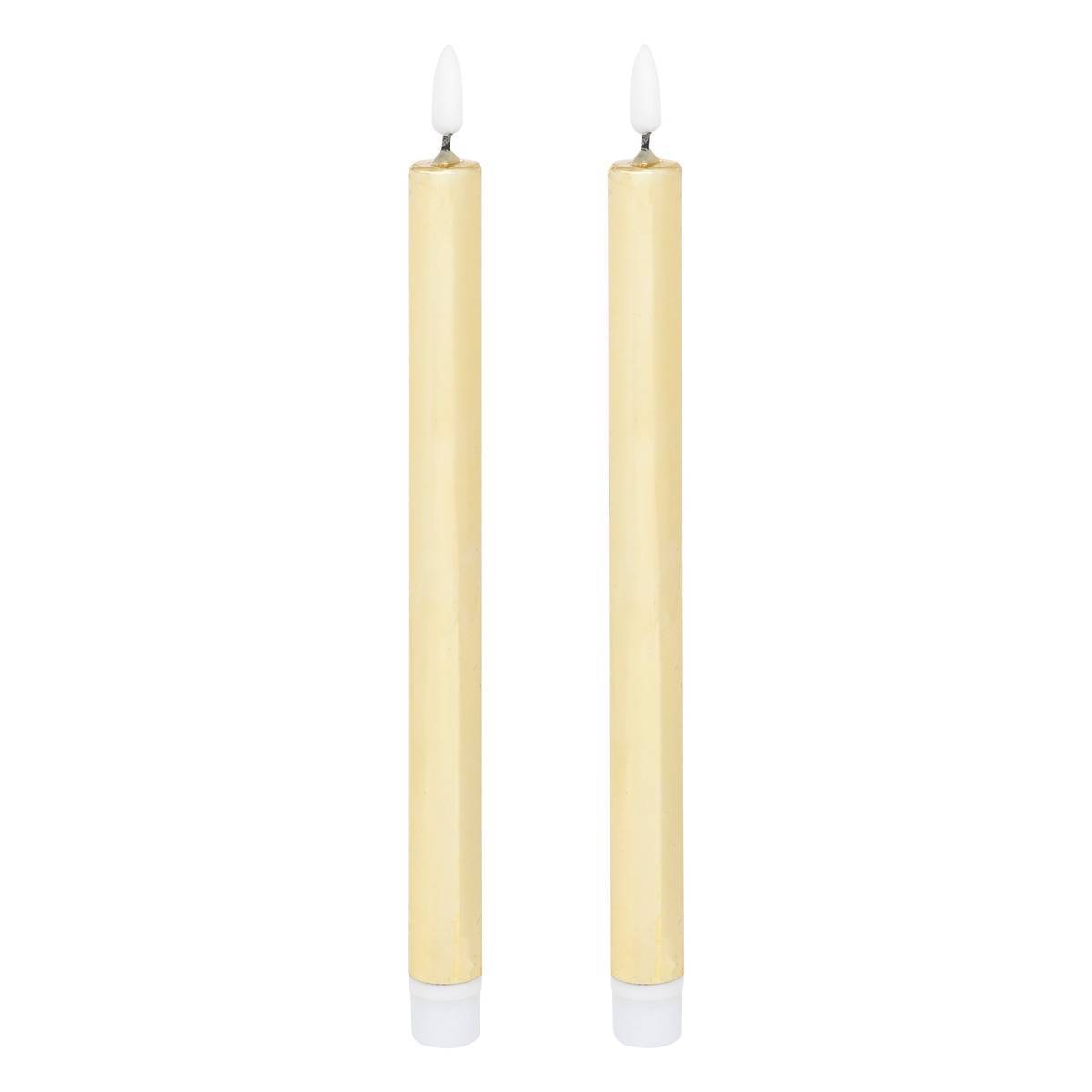 Feeric Christmas - Lot de 2 bougies LED bâton métal doré - Feeric Lights & Christmas - Image 1