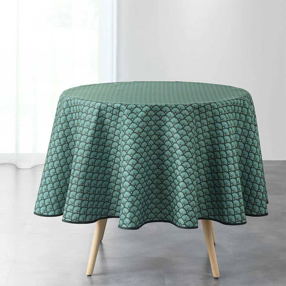 Nappe Ronde Imprimée "Art Chic" 180cm Vert