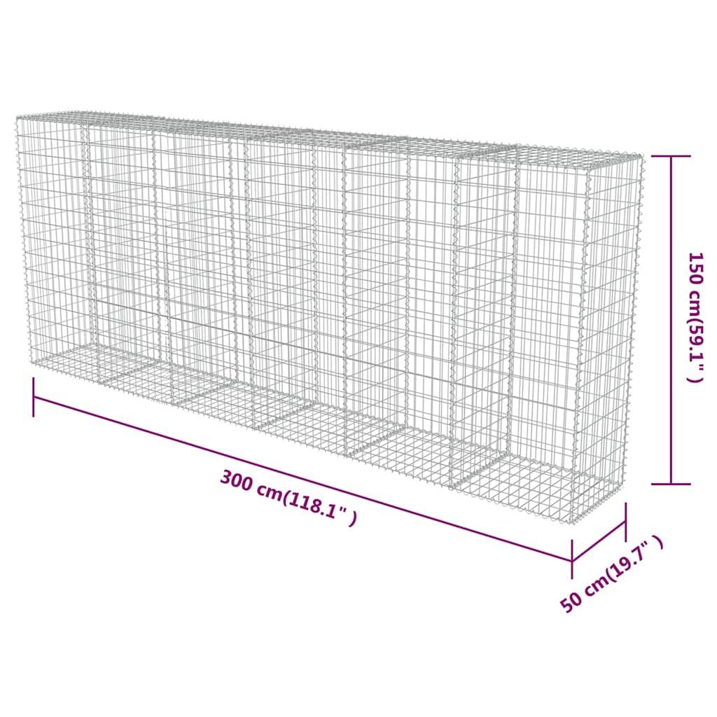 PANGIVO - Mur en gabion avec couvercles Acier galvanisé Argenté 300 x 50 x 150 cm - PANGIVO - Image 7