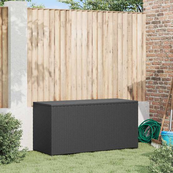 Coffre de Rangement Jardin Résine Tressée Étanche pour Coussins Terrasse Noir 120x50x60 cm – ComfortXL Outdoor Living - Image 3
