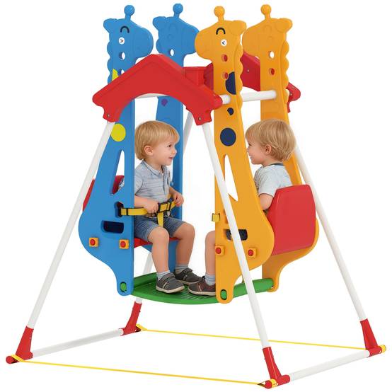 Balançoire pour Enfants, Portique Balançoire Enfants 3-5 Ans avec Double Siège Face à Face, 114x94x134,5cm - Image 1