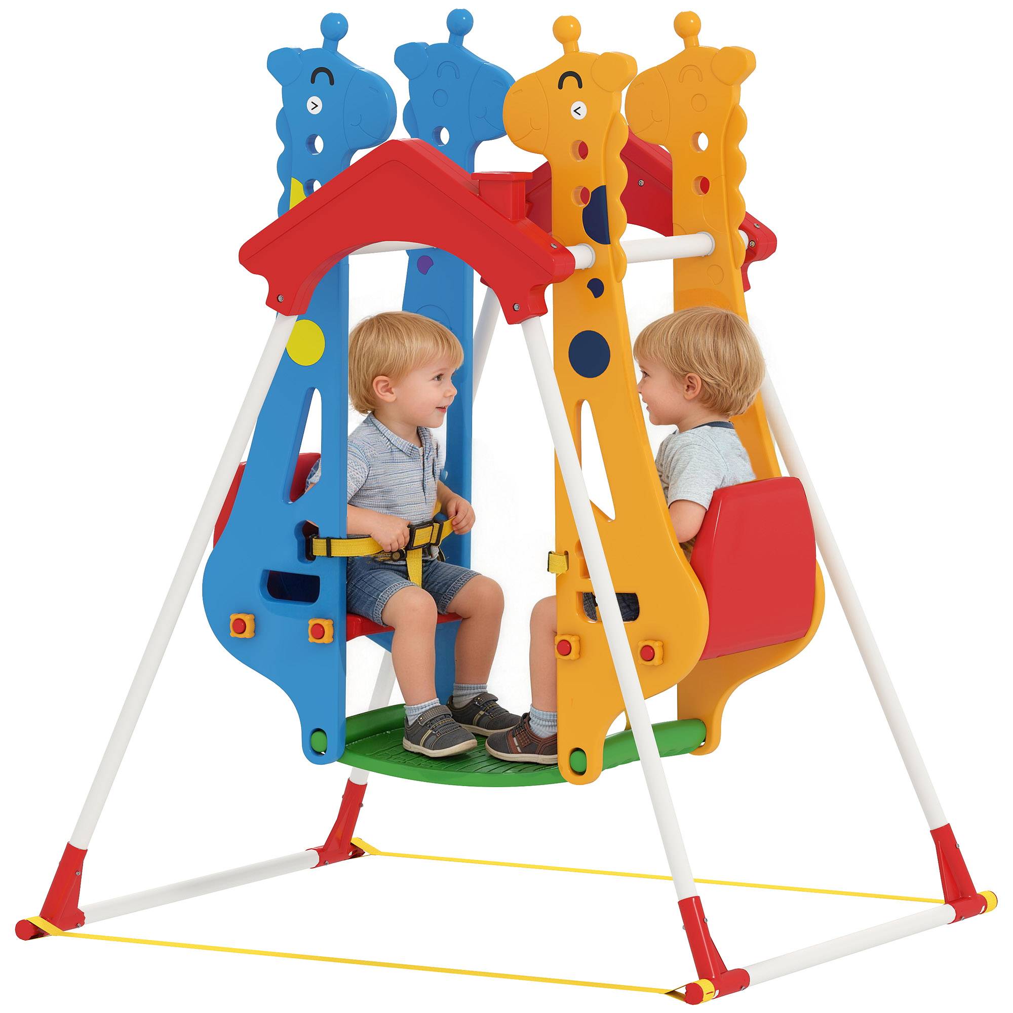 Balançoire pour Enfants, Portique Balançoire Enfants 3-5 Ans avec Double Siège Face à Face, 114x94x134,5cm - Image 1