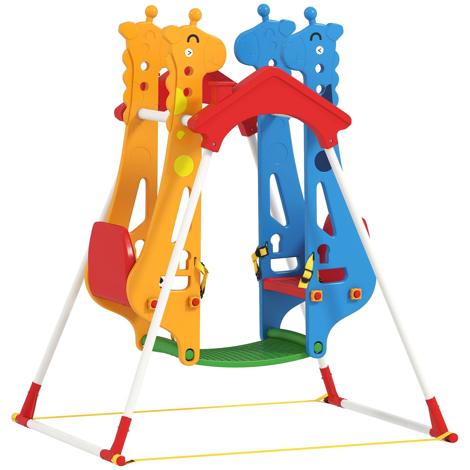 Balançoire pour Enfants, Portique Balançoire Enfants 3-5 Ans avec Double Siège Face à Face, 114x94x134,5cm - Image 2