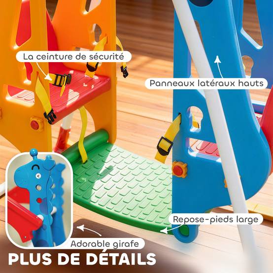 Balançoire pour Enfants, Portique Balançoire Enfants 3-5 Ans avec Double Siège Face à Face, 114x94x134,5cm - Image 8