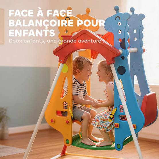 Balançoire pour Enfants, Portique Balançoire Enfants 3-5 Ans avec Double Siège Face à Face, 114x94x134,5cm - Image 6