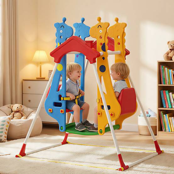 Balançoire pour Enfants, Portique Balançoire Enfants 3-5 Ans avec Double Siège Face à Face, 114x94x134,5cm - Image 3