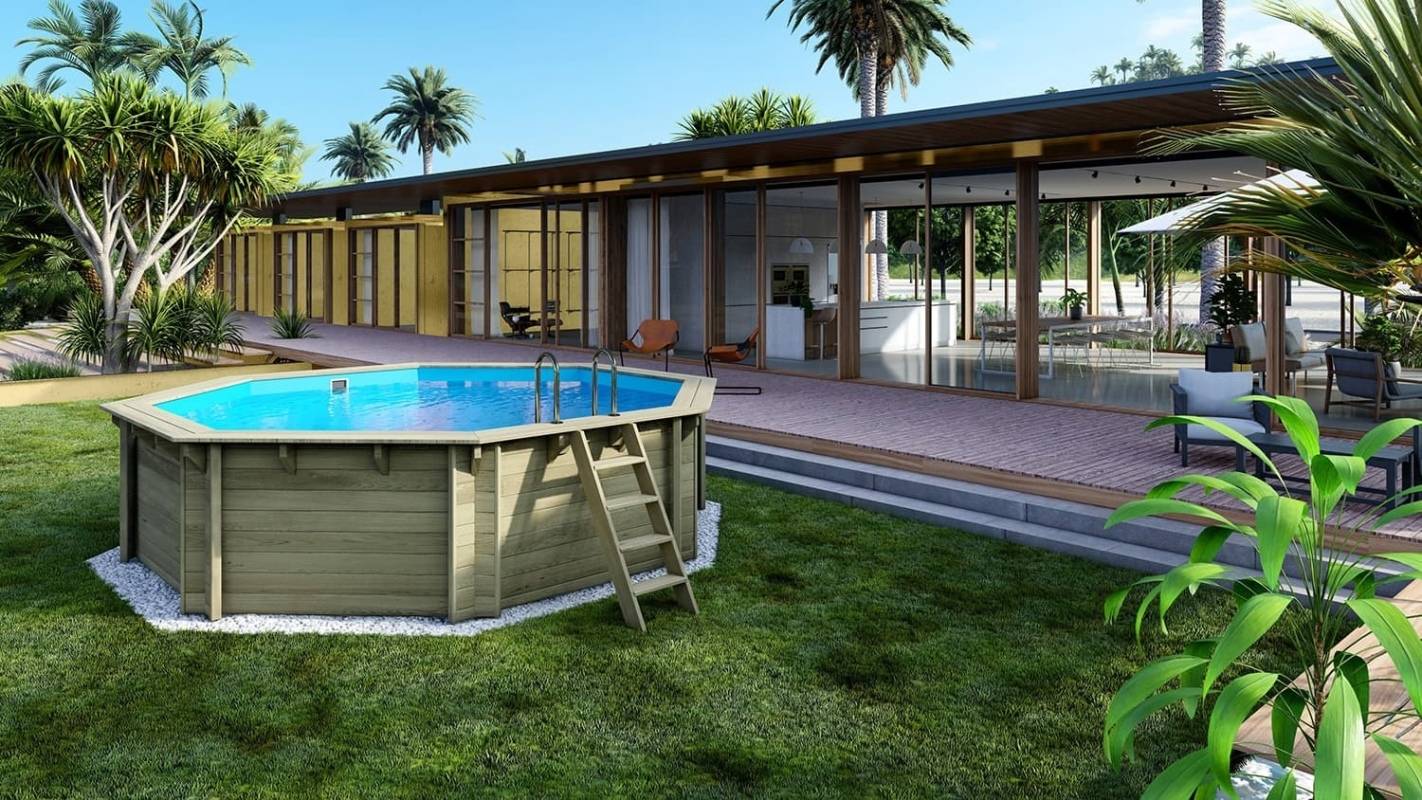 Altanka - Piscine en bois 4,71x4,72 - H.1,20 m - avec filtration - BAS753OSP - Image 1
