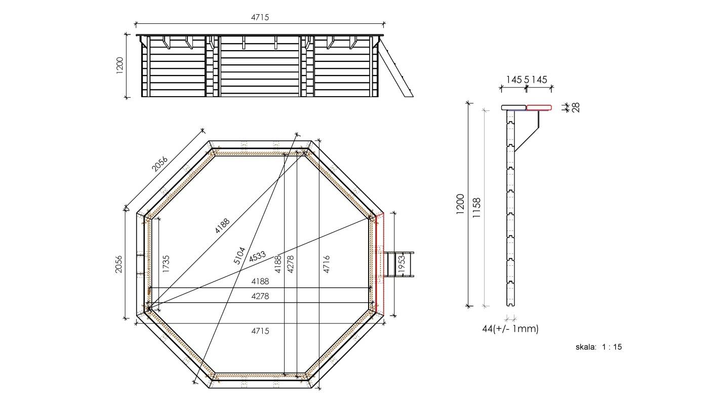 Altanka - Piscine en bois 4,71x4,72 - H.1,20 m - avec filtration - BAS753OSP - Image 6