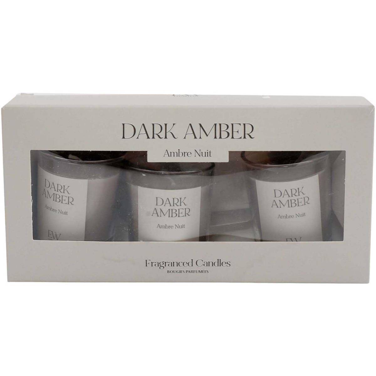 Sil - Coffret de 3 bougies avec pots en verre Fragrance Senteur ambre