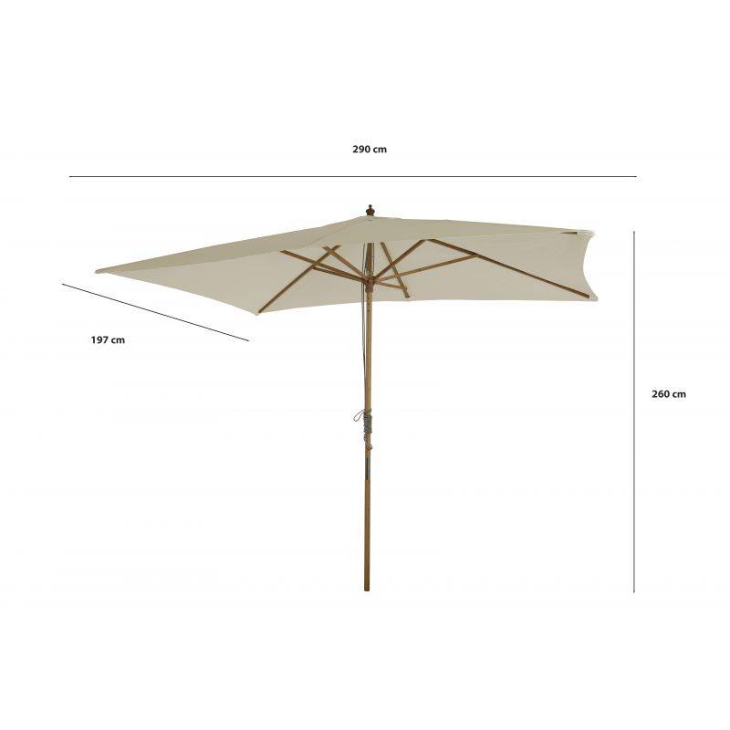 Parasol droit HOANI rectangulaire 3x2m - toile beige clair Beau Rivage - Image 3