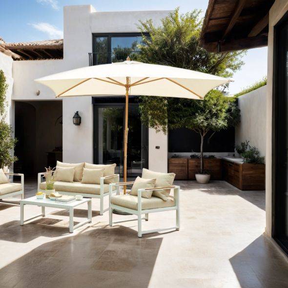 Parasol droit HOANI rectangulaire 3x2m - toile beige clair Beau Rivage - Image 2