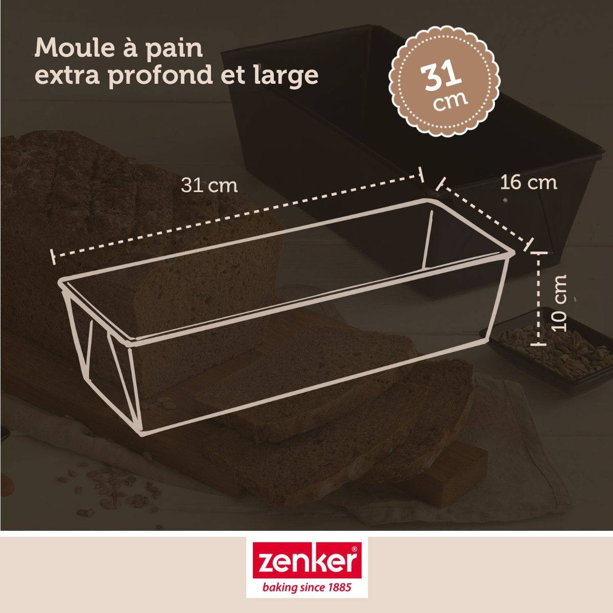 Set pâtisserie avec moule à pain 31 cm, 2 bols à mixer, verre mesureur et spatule Zenker - Image 3
