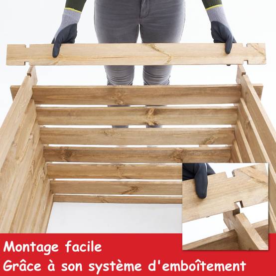 Composteur en bois 100x100x78cm robuste et stable 520L - Image 4
