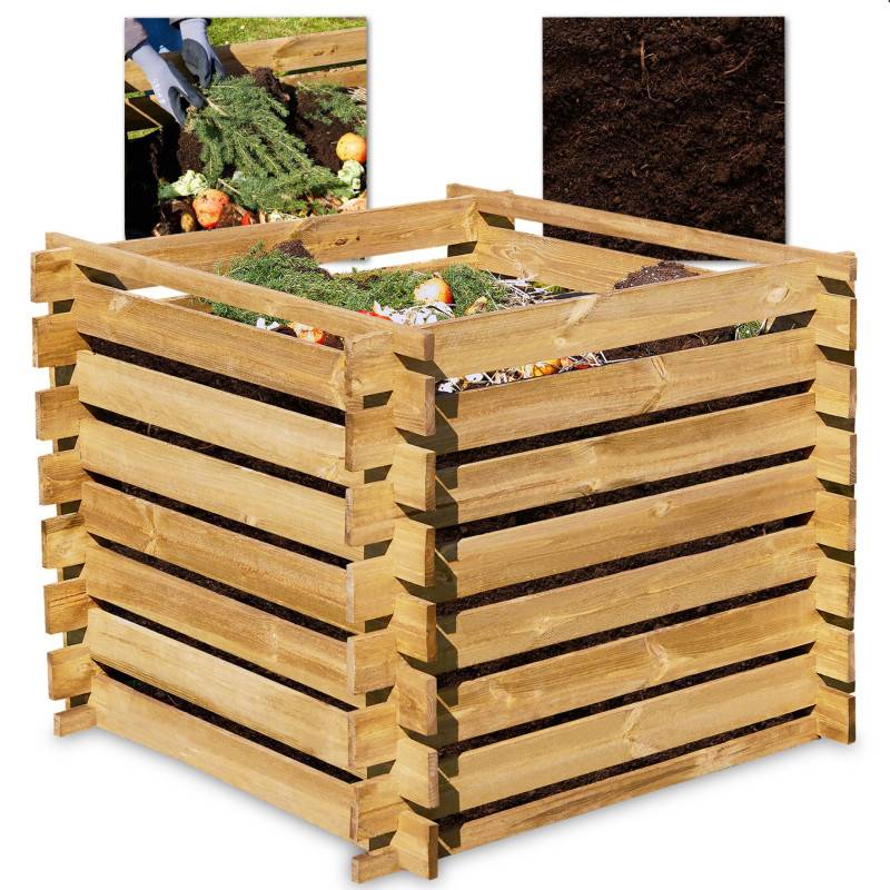 Composteur en bois 100x100x78cm robuste et stable 520L - Image 2