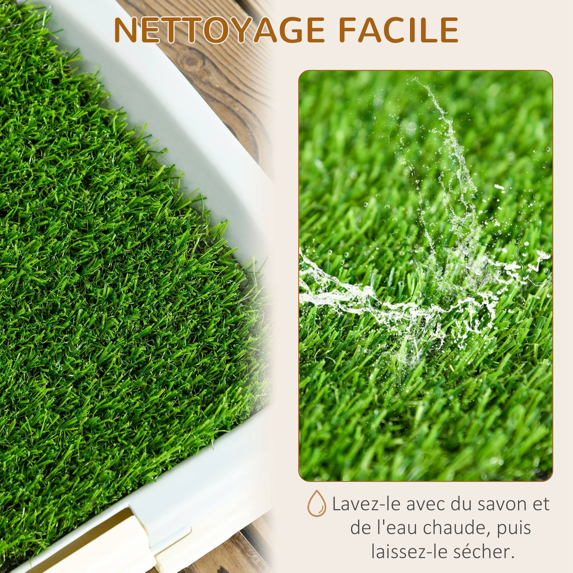 Sans Marque - Toilette pour chien litière avec tapis en gazon artificiel plateau et panneau grillagé 46,5 x 34 cm - Image 8