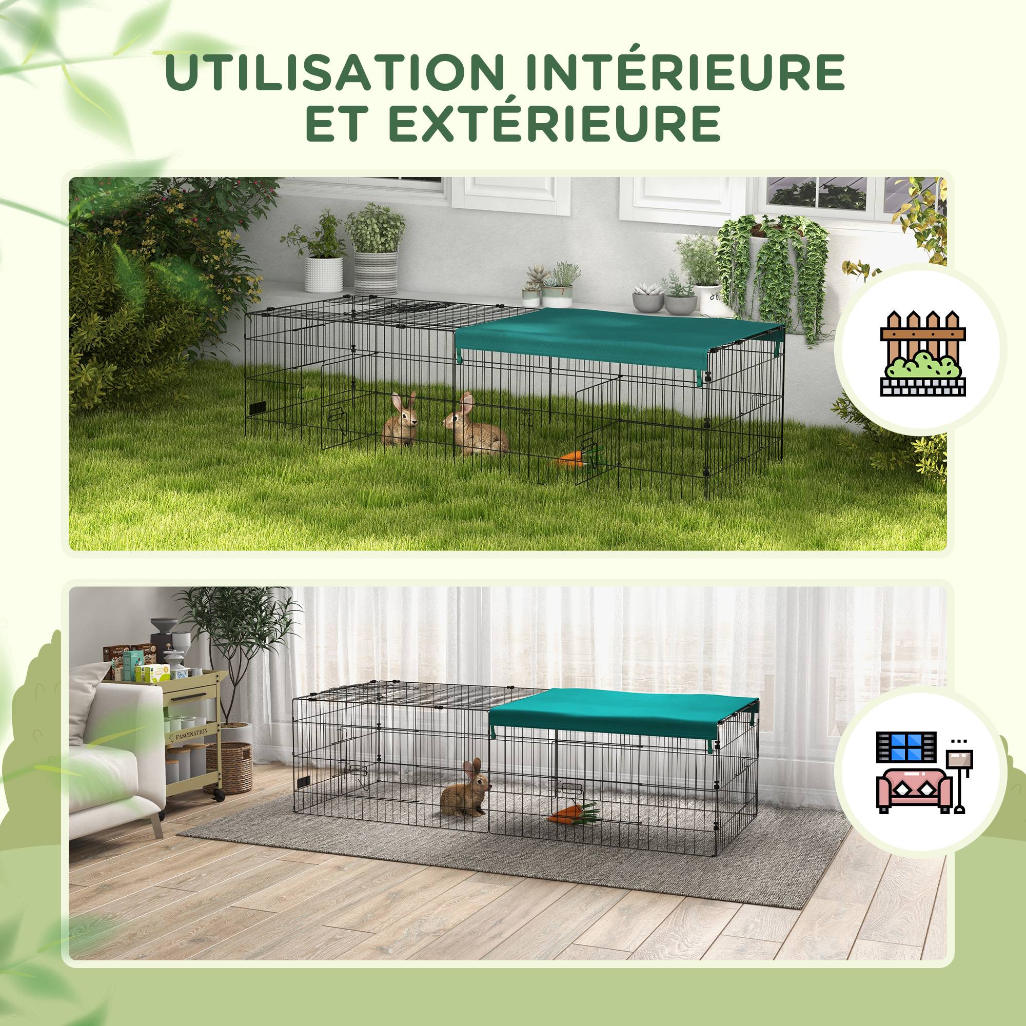 Parc Modulable Acier Lapins & Rongeurs 1.39 m² - Enclos Intérieur/Extérieur Bâche - ComfortXL Outdoor Living - Image 7