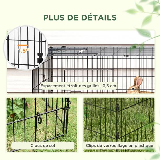 Parc Modulable Acier Lapins & Rongeurs 1.39 m² - Enclos Intérieur/Extérieur Bâche - ComfortXL Outdoor Living - Image 9