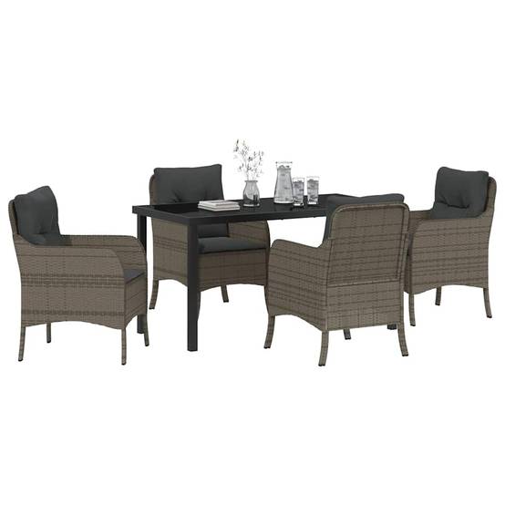 ComfortXL - Table et Chaises de Jardin 5 Pcs Poly Rotin Gris Set Repas Extérieur – ComfortXL Outdoor Living - Image 3