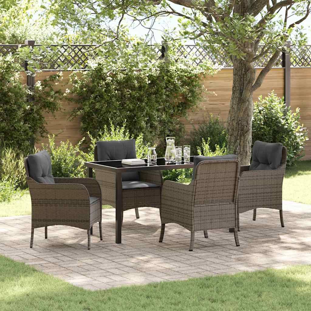 ComfortXL - Table et Chaises de Jardin 5 Pcs Poly Rotin Gris Set Repas Extérieur – ComfortXL Outdoor Living - Image 1