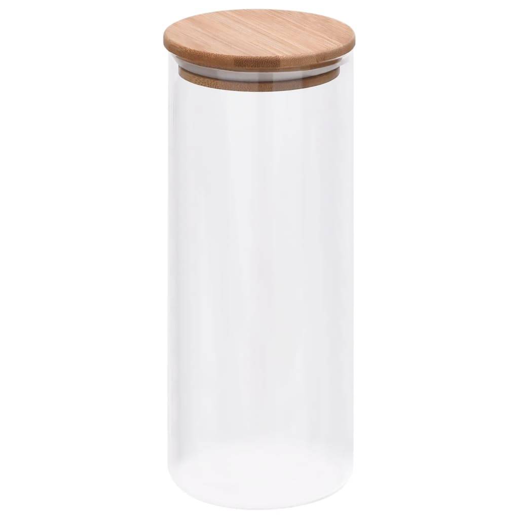 Autre - Pots de conservation en verre couvercle en bambou 6 pcs 1000 ml - Image 2