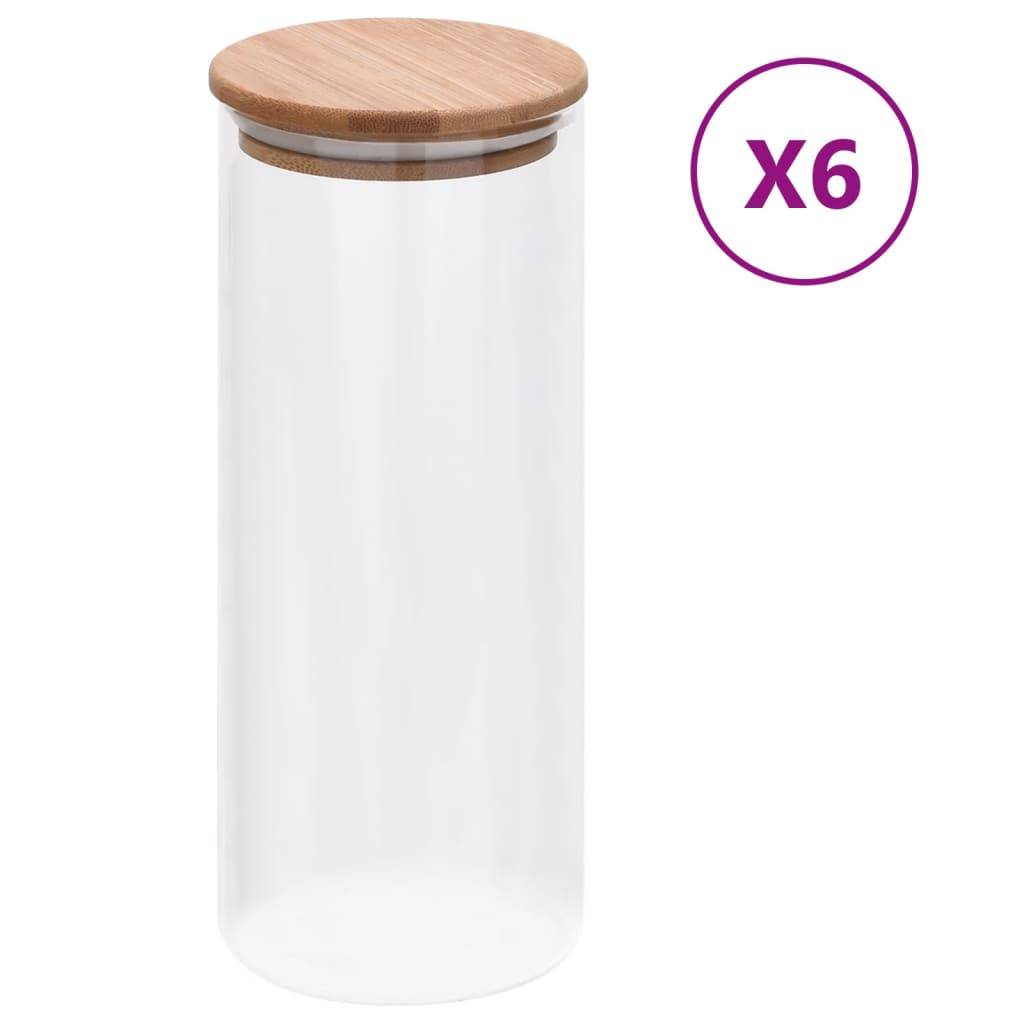 Autre - Pots de conservation en verre couvercle en bambou 6 pcs 1000 ml - Image 1