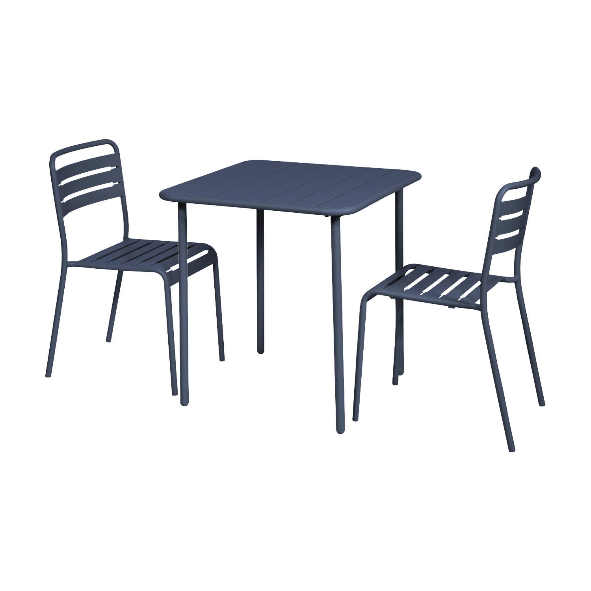 Table de jardin métal 2 places. marine. Amelia. 70x70cm. traitement antirouille. lattes et bords arrondis | sweeek - Image 6