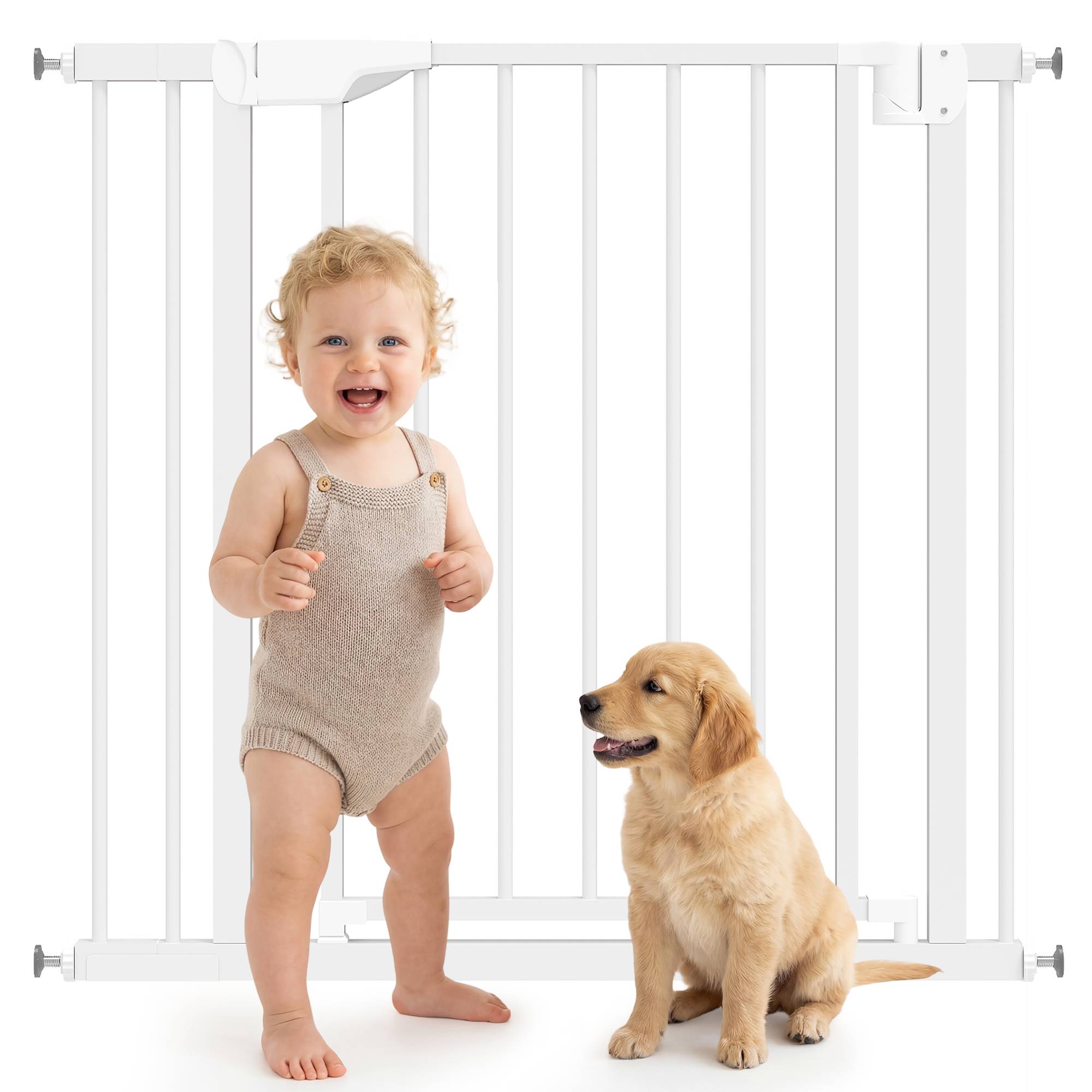 Sans Marque - Barrière pour escaliers sans perçage, fermeture auto, pour enfants et cuisine, 76-88x76 cm, blanc - Image 1
