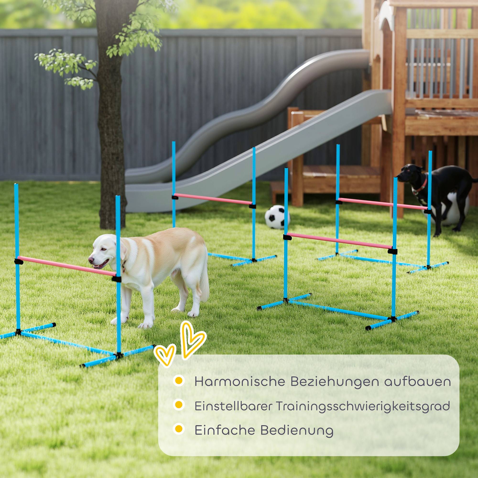 ComfortXL - Parcours agilité chien 4 modules 99 x 65 x 94 cm bleu clair haies réglables et slalom - ComfortXL Outdoor Living - Image 9