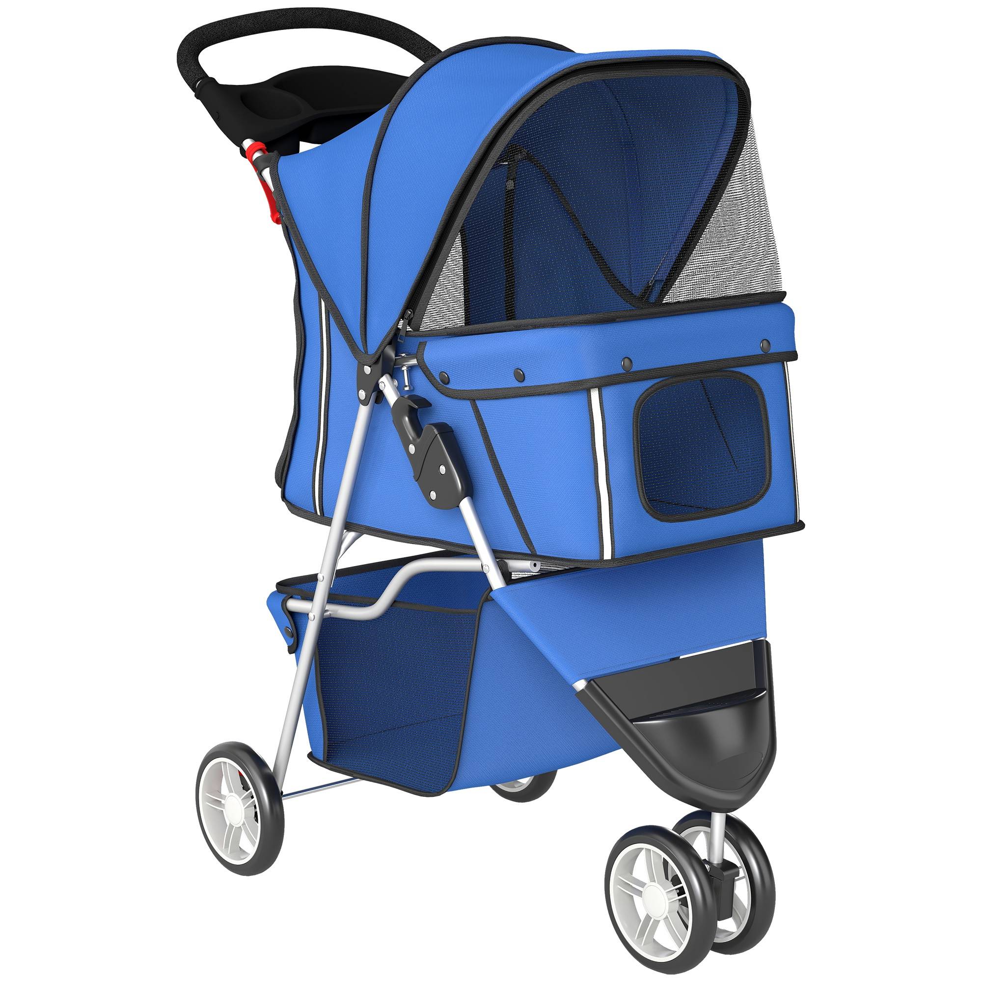 ComfortXL - Poussette chien pliable acier tissu Oxford bleue 77 x 44 x 102 cm petits chiens jusqu’à 10 kg roues pivotantes - Image 10