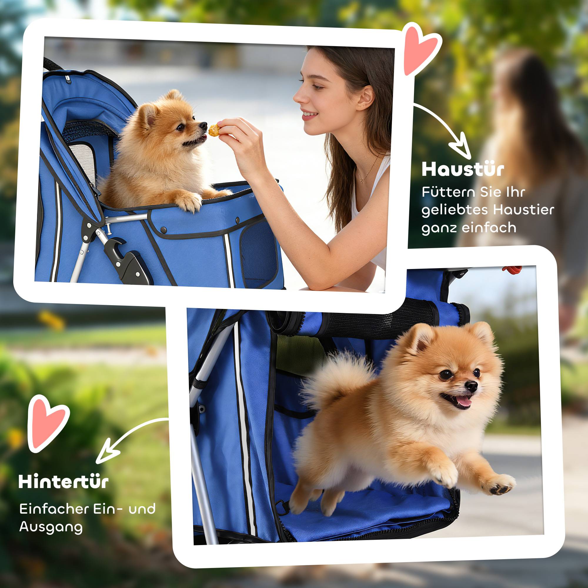 ComfortXL - Poussette chien pliable acier tissu Oxford bleue 77 x 44 x 102 cm petits chiens jusqu’à 10 kg roues pivotantes - Image 7