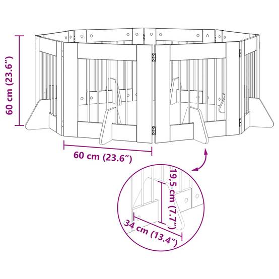 ComfortXL - Barrière pliable chien Bois d'ingénierie intérieur configuration 8pcs Bois ancien - ComfortXL Outdoor Living - Image 8