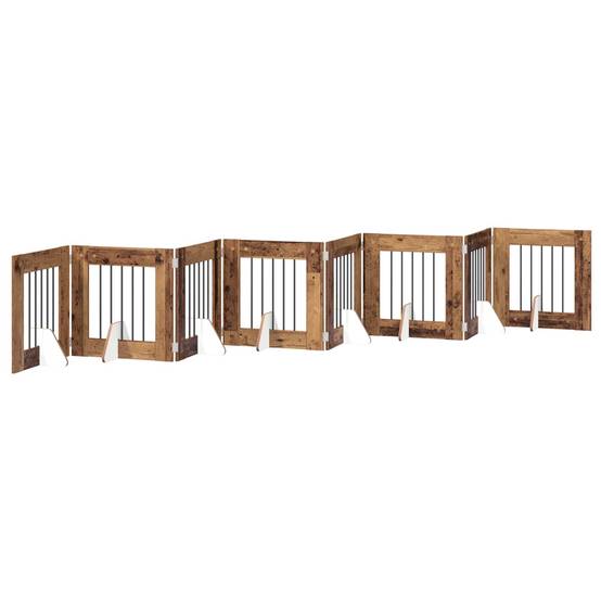 ComfortXL - Barrière pliable chien Bois d'ingénierie intérieur configuration 8pcs Bois ancien - ComfortXL Outdoor Living - Image 2