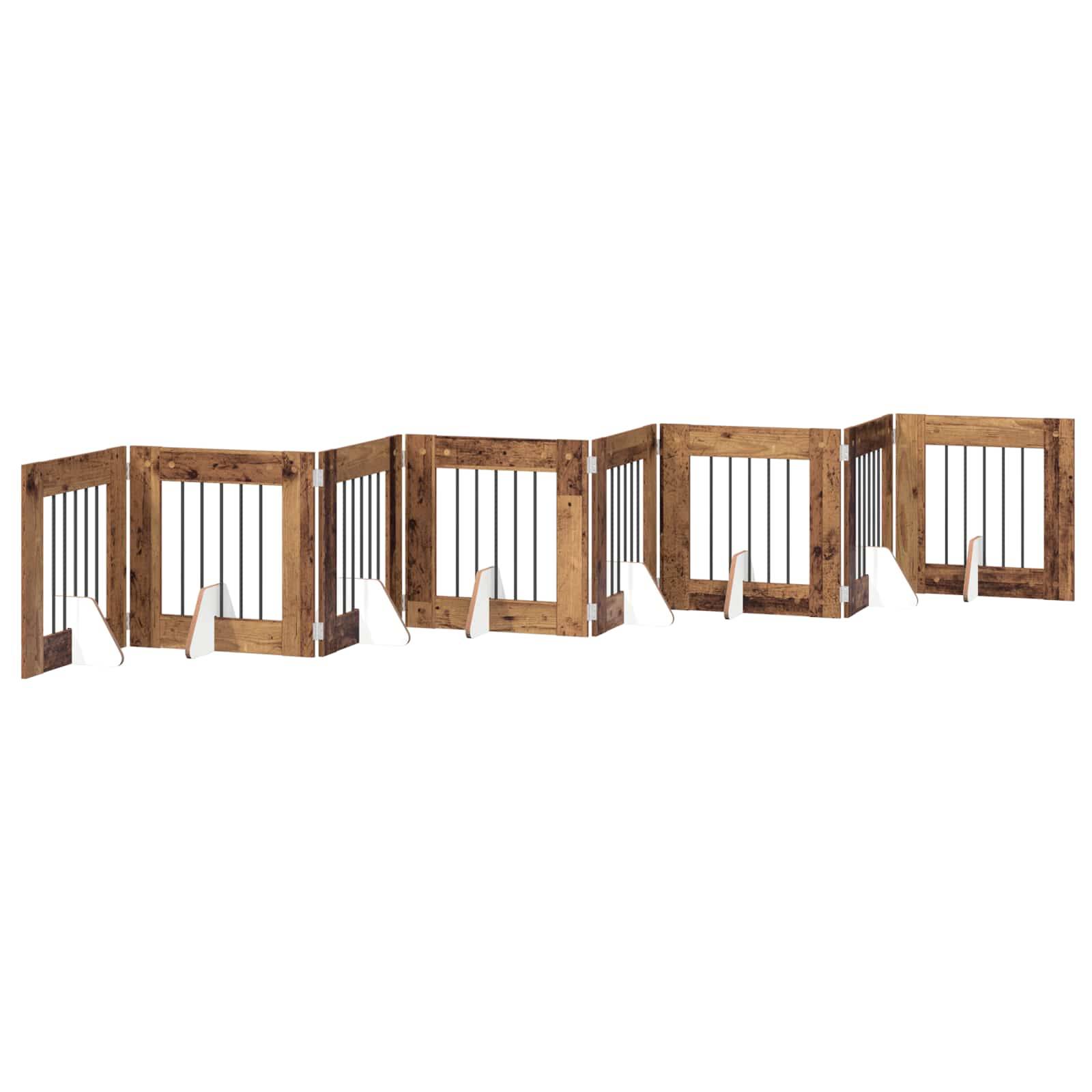 ComfortXL - Barrière pliable chien Bois d'ingénierie intérieur configuration 8pcs Bois ancien - ComfortXL Outdoor Living - Image 2
