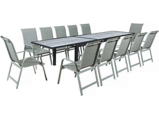 Table Extensible Et Chaises De Jardin En Aluminium "lagos" - 200/320 X 105 X 76 Cm - Taupe - 12 Places -habitat Et Jardin - Image 1
