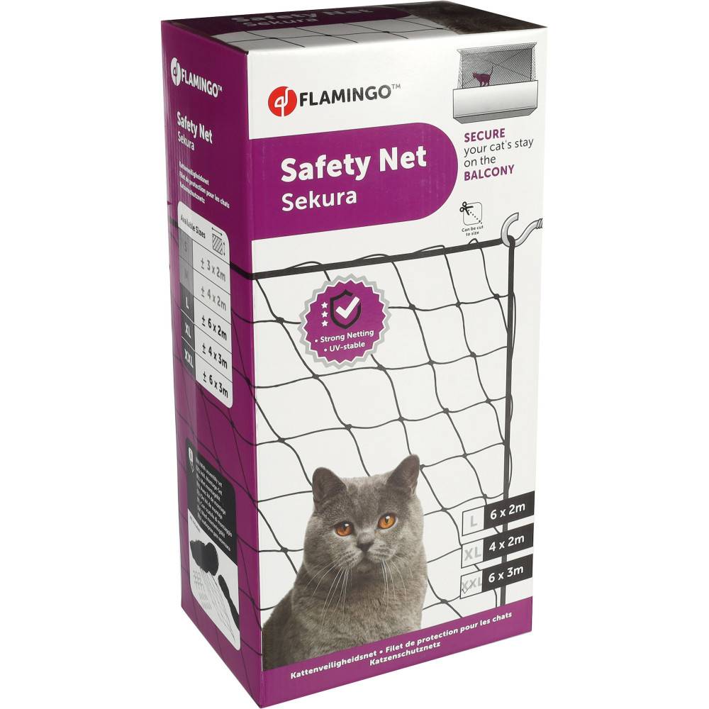Flamingo - Filet de sécurité Sekura Noir 6 x 3 mètres pour chat - Image 1