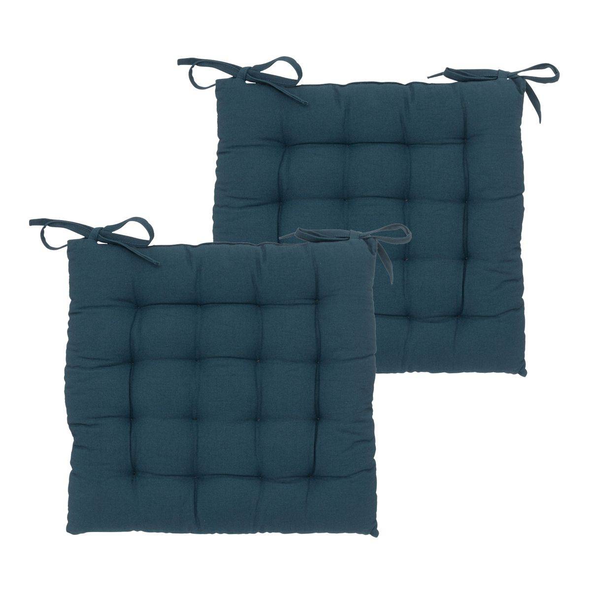 Lot de 2 Galettes de chaise en Coton Bleu egeen 38 x 38 cm - Image 1