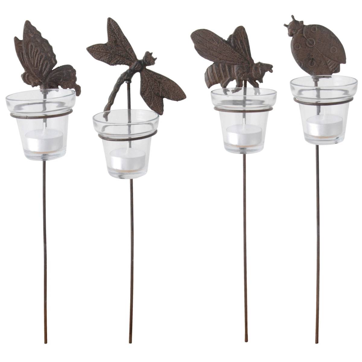 Esschert Design - Photophores de jardin sur pique (Lot de 4) - Image 1