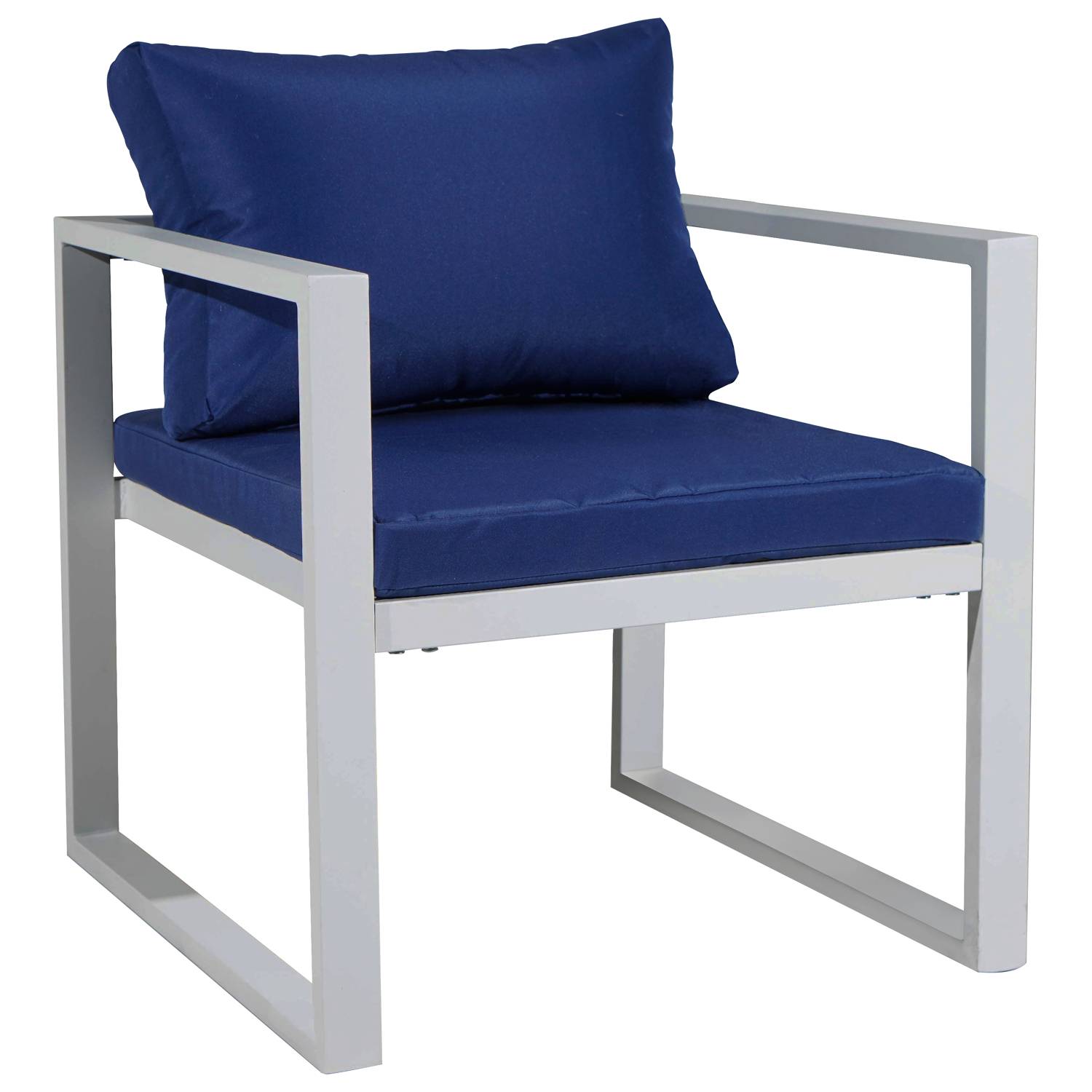 Happy Garden - Salon de jardin modulable IBIZA en tissu bleu 7 places - aluminium blanc - HAPPY GARDEN - Image 7
