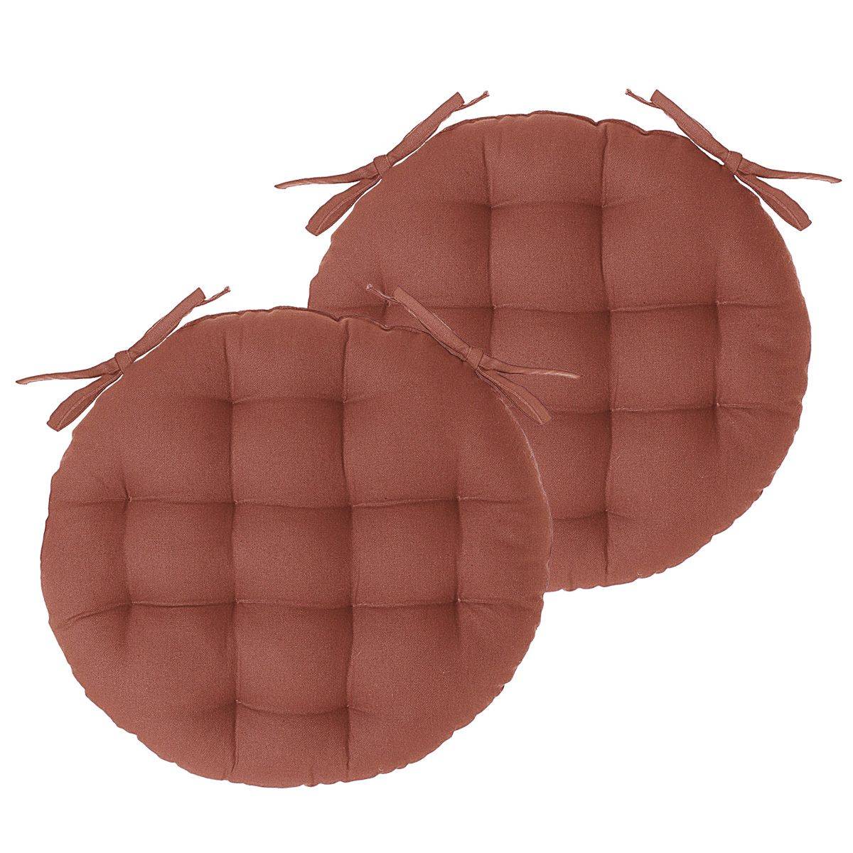 Lot de 2 Galettes de chaise en Coton Terracotta D 38 cm - Image 1
