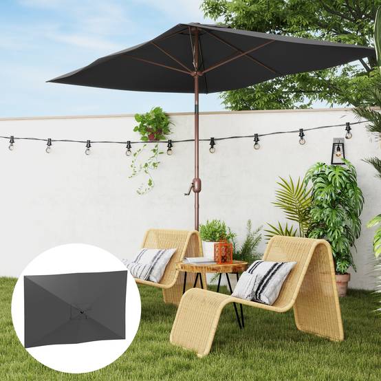 Toile rechange parasol polyester jardin protection anti-UV ventilée 3x2m gris foncé - ComfortXL Outdoor Living - Image 3