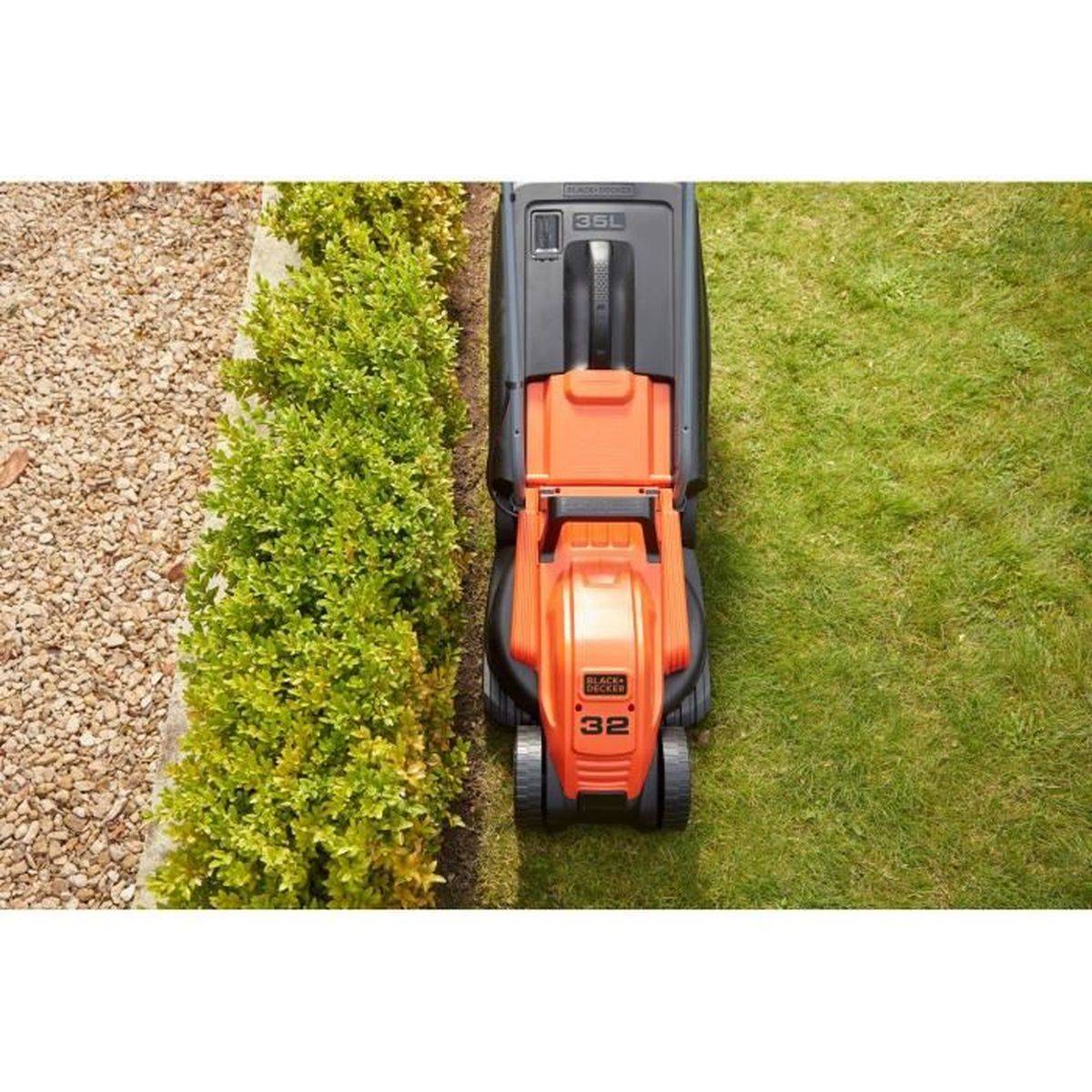 Black & Decker - Tondeuse électrique filaire 1200 W, coupe 32 cm, 3 hauteurs 23/43/63 mm, bac 35 L - BLACK + DECKER - Image 5