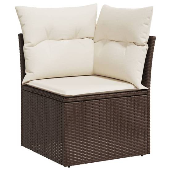 ComfortXL - Petit Salon de Jardin 4 Pièces en Résine Tressée Marron 3 Places et Coussins Crème – ComfortXL Outdoor Living - Image 4