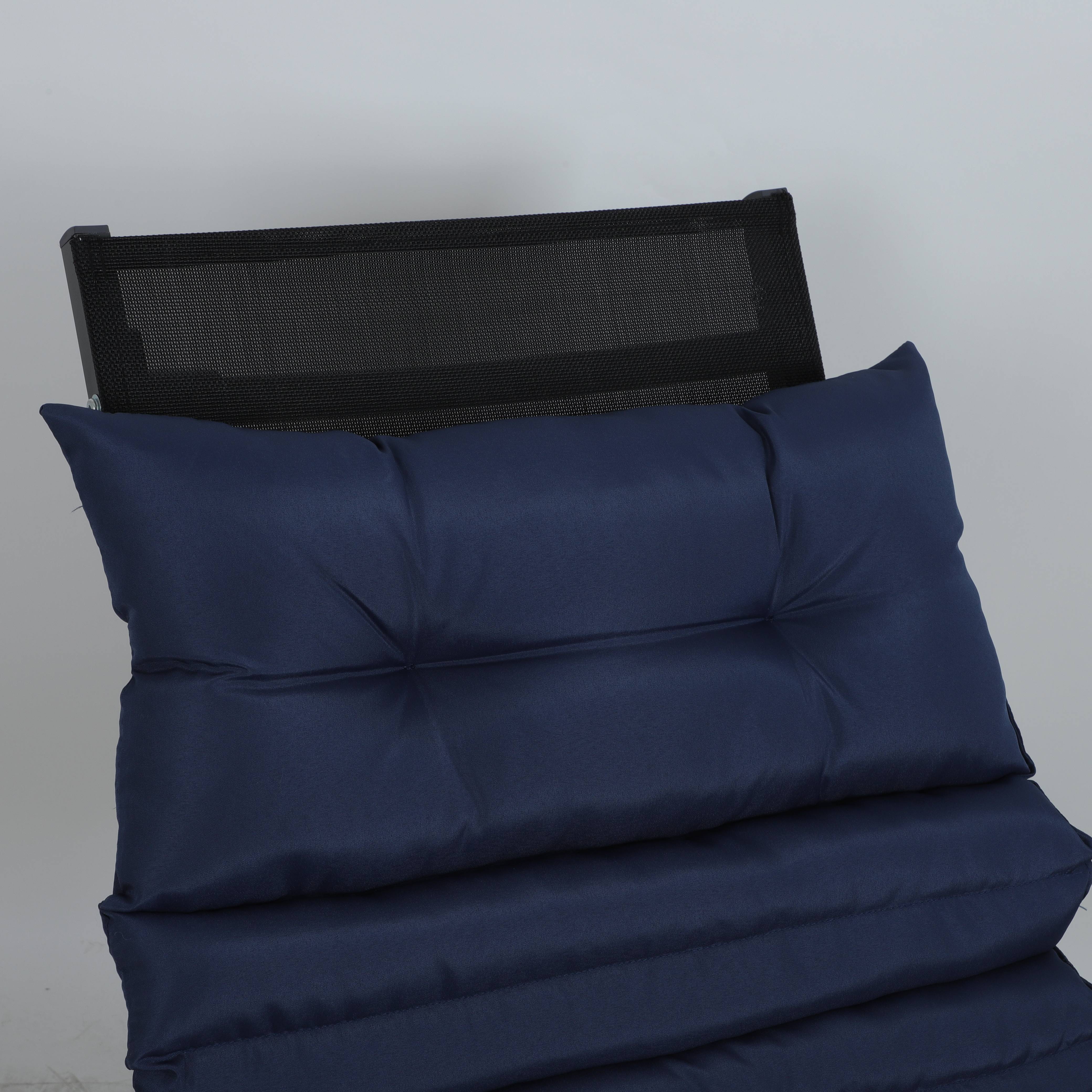Lot 2 coussins transat polyester jardin extérieur anti-UV 190x64cm bleu marine - ComfortXL Outdoor Living - Image 5
