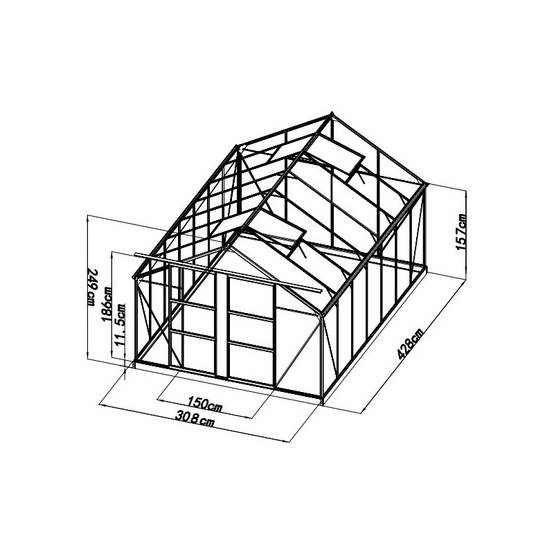 Serre de jardin 13,2m² polycarbonate anthracite avec embase aluminium Green Protect - Image 3