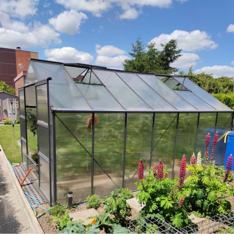 Serre de jardin 13,2m² polycarbonate anthracite avec embase aluminium Green Protect - Image 1